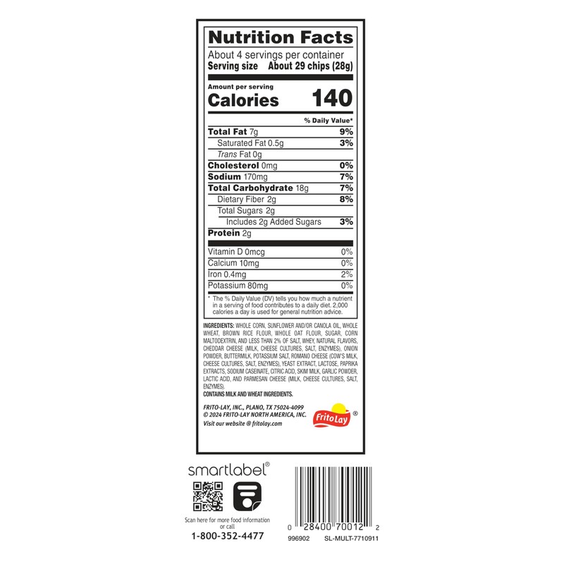 SunChips Minis, Harvest Cheddar Whole Grain Chips, 3.75 oz Canister