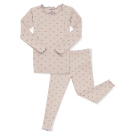 AVAUMA Baby Boys Girls Pajama Set 6M-7T Kids Cute Toddler Snug fit Flower Pattern Design Pjs Cotton Sleepwear Ruffled Shirring (Lulu.Pink.XL)