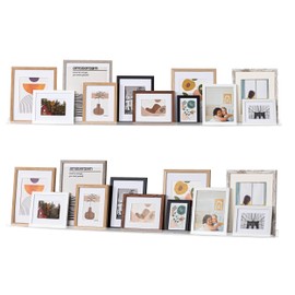 HBlife Acrylic Clear 2 Pack 72 Inch Floating Shelves, Picture Frames Display Rack Set of 2, Narrow Wall Mounted Picture Ledge Shelf for Living Room Bedroom Decor Books Photo Frames