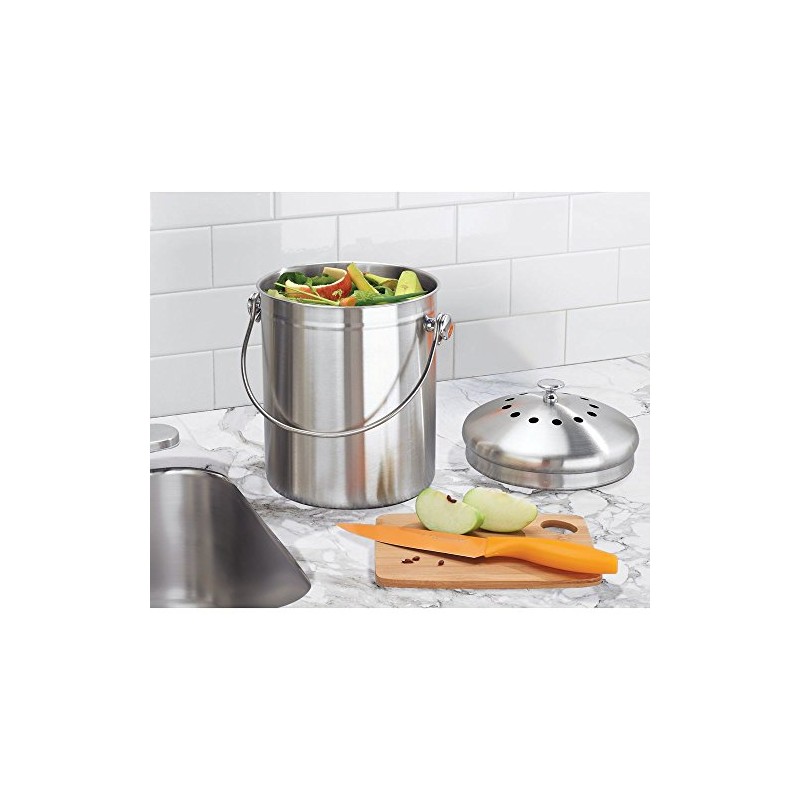 Interdesign 32650 Kitchen Compost Bin, 1.3 Gallon Capacity