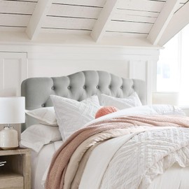 Rosevera Givanna Adjustable Heigh Headboard with Linen Upholstery and Button Tufting for Bedroom,Queen,Dove Gray