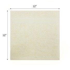 COTTON CRAFT Ultra Soft 12 Pack Wash Cloths 12x12 Ivory Weighs 2 Ounces Each - 100% Pure Ringspun Cotton - Luxurious Rayon Trim - Ideal for Everyday use - Easy Care Machine wash