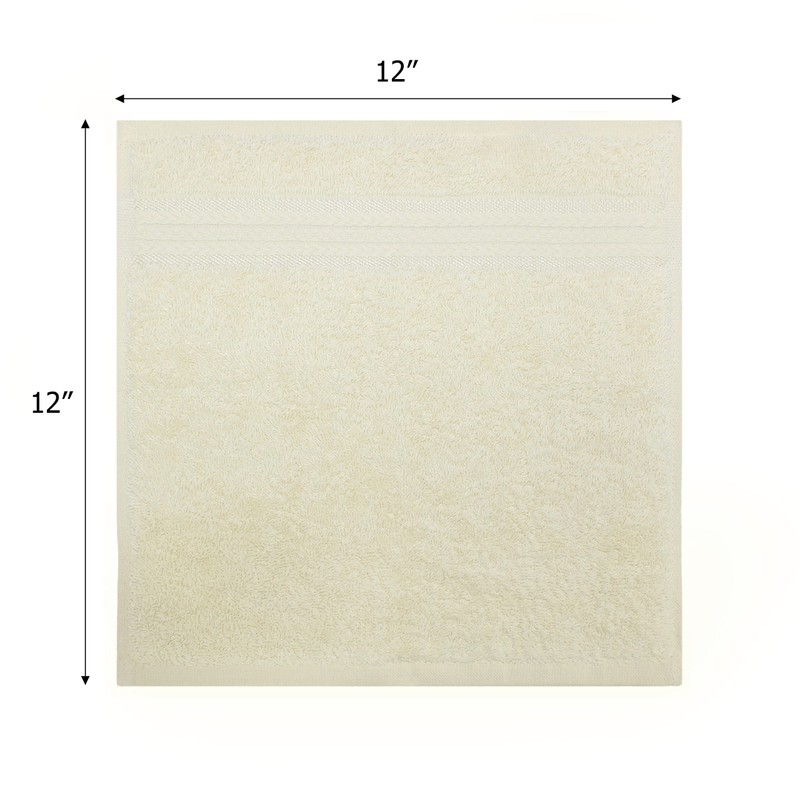 COTTON CRAFT Ultra Soft 12 Pack Wash Cloths 12x12 Ivory