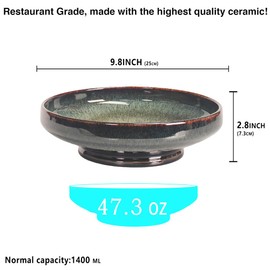 jinsongdafa Soup bowl Soup plate Large Pasta Bowls 47 ounce, Set of 2, Serving,Salad,Dinner,deep Plate/Wide Bowl,Microwave, Oven, Dishwasher Safe Kitchen Dinnerware (Black 9.8-inch)