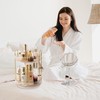 Organizador de maquillaje giratorio para cambiador de 2 niveles, dorado