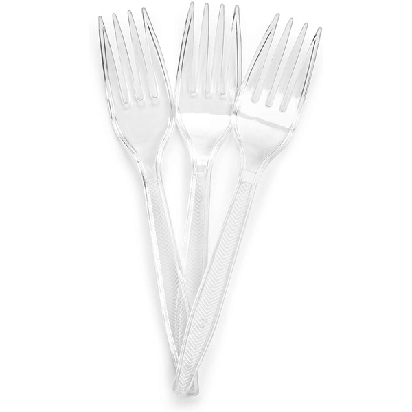 Plasticpro Clear Plastic Forks Disposable Cutlery Medium Weight Utensils 50 Count