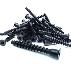 DOJA Barcelona | Mounting Screws for Furniture | Pack of 50 Black 7 x 50 | Furniture Connection Screws | Furniture Connector Cabinet Connectors / Flat Head Screws Wood /