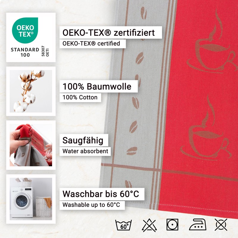 'Chef's Quality ZOLLNER® Set of 5 Tea Towels 50 x 70 cm – Various Colours