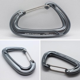 Carabiner Specialty Store Kobe Kiraru 22 kN International Mountain Federation (UIAA) Standard CE, EN Certified, Breaking Strength, Approx. 466.3 lbs (2,200 kg), Domestic Tested, Aluminum Material, Weight: 1.2 oz (35 g), Wire Gate, 1 Pack (Gray)
