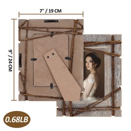 AKRILANE 4x6 Picture Frame Wood Rustic, Decorative, Distressed & Vintage Looking Photo Frames Wall Decor for Wall Mount & Table Top Display for Home Decor – 4 x 6 Wedding Picture Frames – Style C