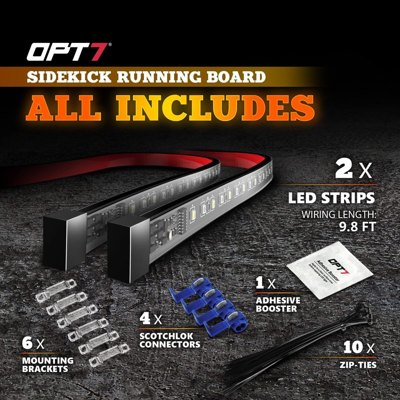 OPT7 Sidekick 78" Running Board Lights 2PCS LED Strips w/Amber