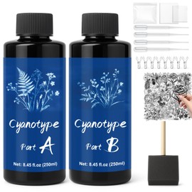 Cyanotype Kit, Sonnendruck-Kit für fotografische Blaupausen auf Papier und Stoff, 2-Komponenten-Cyanotyp-Lösung, Sensibilisierer-Set für Bastelprojekte