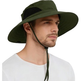 Wide Brim Sun Bucket Hat, Waterproof Boonie Hat for Men & Women | UPF 50+ UV Protection, Adjustable Fit, Chin Strap & Sweatband, Foldable Durable for