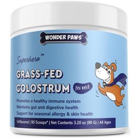 WONDER PAWS Premium Grass Fed Colostrum for Dogs – Pure Bovine Colostrum for Dogs – Immune, Allergy, Skin & Itch Relief – All Ages, Sizes & Breeds – 3.20oz