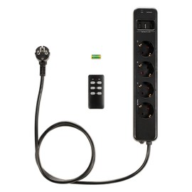 Navaris Wireless Power Strip 4-Way Individually Switchable - with 3x USB Sockets - Radio Socket Strip with Remote Control - Multiple Socket Black