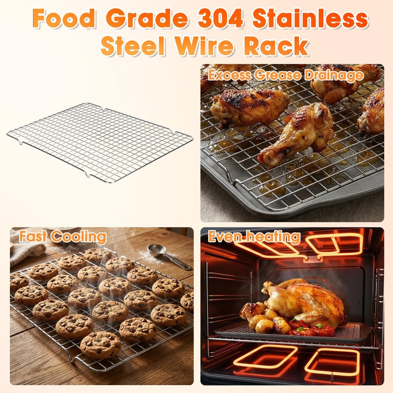 Baking Sheet with Wire Rack, 17" x 12" Nonstick Carbon