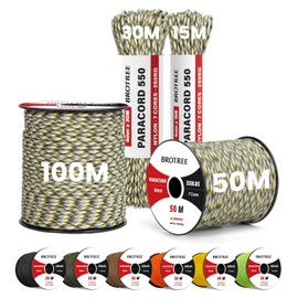 Brotree Paracord 550 4 mm 15 m 100% Nylon Rope Cord Type III with 7 Strands for Survival, Outdoor, Bracelets, Dog Lead - Breaking Load 250 kg (Army Combat Uniform)