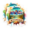 (2 Pack) Wyoming Adventure Stickers - Nature Mountain Scene -
