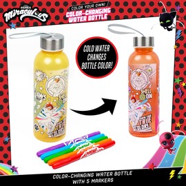 Horizon Group USA Miraculous Create Your Own Color-Changing Water Bottle – Color Your Own Water Bottle – Ages 6+