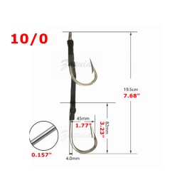 Zaquia Qty 2 Stainless Steel 7691S Tuna Shark Rig 7/0,8/0,9/0,10 - 10/0