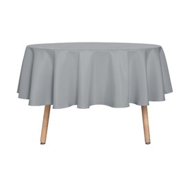 sancua Round Tablecloth - 70 Inch - Water Resistant Spill Proof Washable Polyester Table Cloth Decorative Fabric Table Cover for Dining Tables, Buffet Parties and Camping, Silver Grey