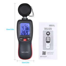 YaSao Digital Lux Meter LCD Display Handheld Illuminometer Mini Luminometer Photometer Luxmeter Light Meter 0-200000 Lux with Max/Min/Data Hold Mode