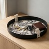 HARLIANGXY Decorative Round Tray Ø 28CM, Valet Tray with Leather-padded,