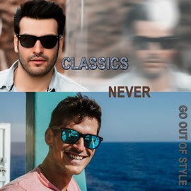 Joopin Square Polarized Sunglasses Men Women Retro Designer Sun Glasses UV400 Trendy Oversized Shades Sunnies Shady Rays (Black + Blue)