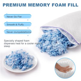 Favorland Cooling Bed Pillows Standard Size Set of 2 - Shredded Memory Foam Pillows for Sleeping 2 Pack - Gel Pillow Adjustable Firm Pillows Soft Pillows for Side Back Stomach Sleepers