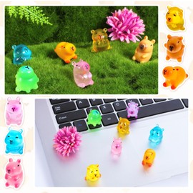 Yuanchu Mini Resin Animals, 18pcs Capybara Miniature Animals Figures Glow in The Dark Miniatures Figurines DIY Garden Small Animal Figurines Micro Landscape Aquarium Party Decor Desk Craft Accessories