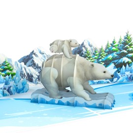 HEARTAGS- Birthday Card For Dad, 6x8 in Polar Bear Dad Pop Up Birthday Card For Husband, Grandpa, Happy Birthday Popup Cards From Wife, Daughter, Son With Envelope