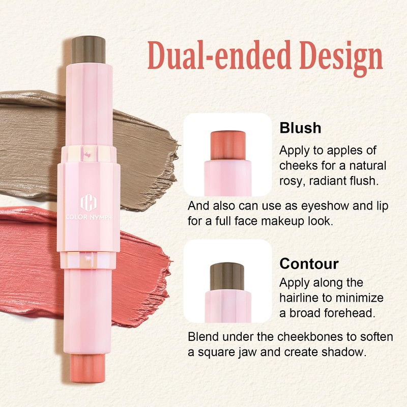 Cream Blush Contour Stick, Double-end Makeup Stick Multiuse Blush Butter