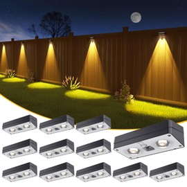 Solar Fence Lights 12 Pack, 50 Lumens Outdoor Fence Solar Lights with 12 Modes RGB Color Glow LED Solar Lights Outdoor Waterproof, Solar Lights for Patio, Backyard, Deck, Fence, Railing.