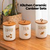 Sowlvenco White Ceramic Canister Set for Coffee Tea Sugar, 3-Piece