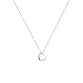 Diamore Women's Necklace with Heart Pendant and Diamond (0.03 ct.), 925 Sterling Silver, Silver