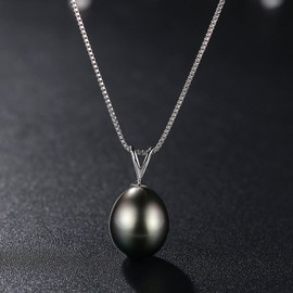 VIKI LYNN 9-10mm Tahitian Cultured Pearl Drop Necklace 18K Gold Pearl Jewelry for Women