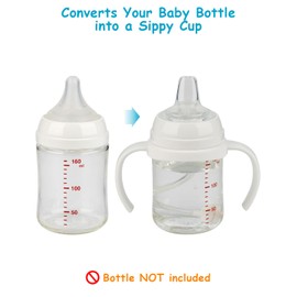 Sippy Cup Soft Spout Conversion Kit for Pigeon Baby Bottle, Toddler Transition Kit with Silicone Sippy Spout Nipple, Weighted Straw, Bottle Handle, Cleaning Brush, 4 Pack, 6m+