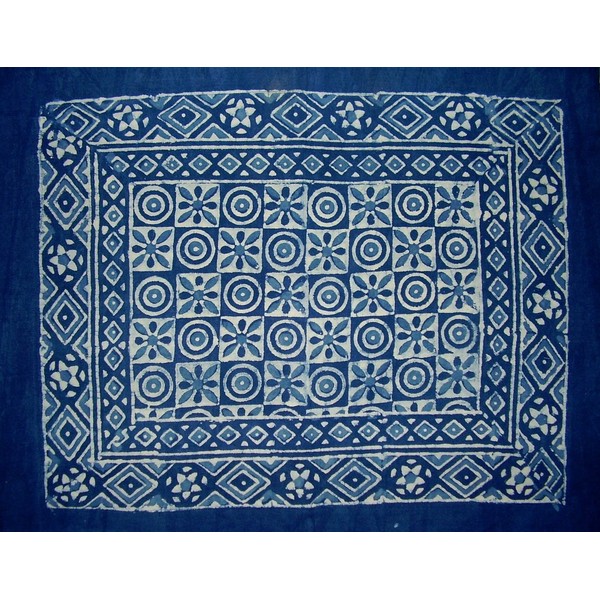 HOMESTEAD Reversible Cotton Pillow Sham Indigo Blue Dabu Block Print 28" x 24" Indigo Blue