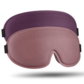 2 Pack Sleep Mask for Side Sleeper, Complete Light Blocking 3D Sleeping Eye Mask, Soft Breathable Eye Cover for Women Men, Travel, Nap, Relaxing Zero Pressure Night Blindfold (Pink+Purple)