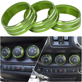 (Green) - Danti 3pcs Audio Air Conditioning Button Cover Decoration Twist Switch Ring Trim for Jeep Wrangler JK JKU Compass Patriot 2011-2016 (Green)