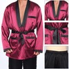Maazusa Men Red Silk Robe jacket and Black Pants, Hugh