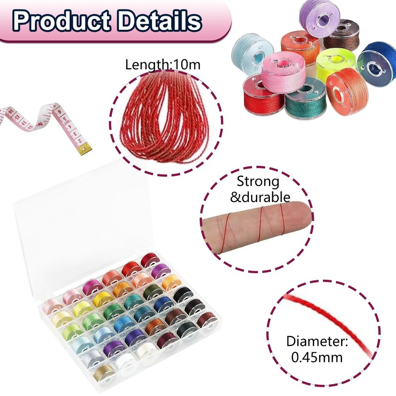 LZYDKH Bobbins Sewing Machine, 36 Pieces Lower Thread Spools Assorted