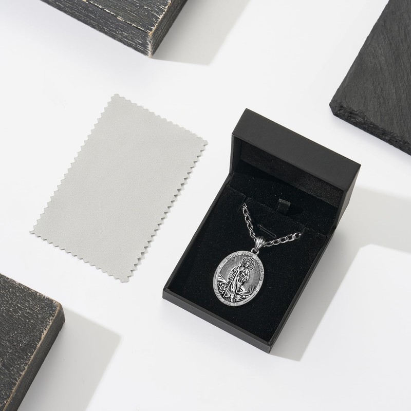 NORBU S925 Saint Necklace for Men, Patron Amulet Saint Medal