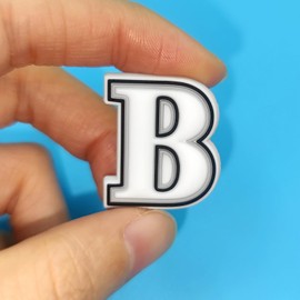 Letter Charms Black White Pink Alphabet Accessories for Decoration Charms (White-B, One Size)