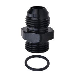 Tepilauda 6AN Male Flare to 6AN ORB O-ring Boss Fuel Pump Rail Adapter Fitting Aluminum Black