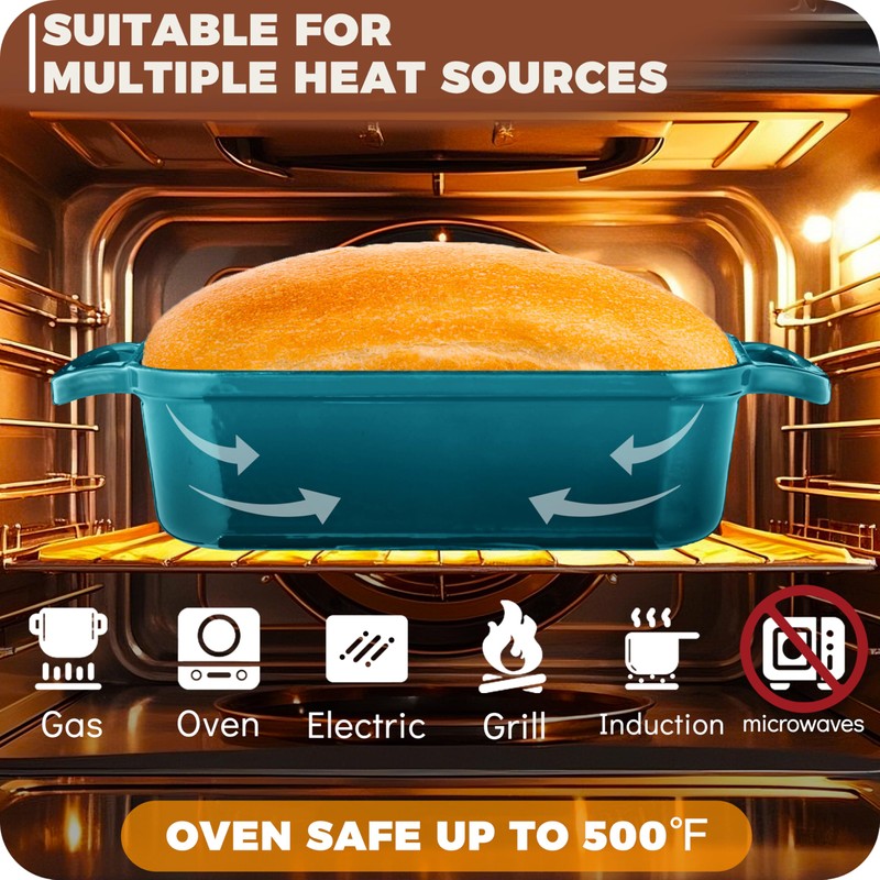 Articasting Cast Iron Loaf Pan With Lid, Enameled Bread Loaf