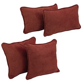 Blazing Needles Corded Microsuede Throw Pillow Set, Red Wine 4 Count