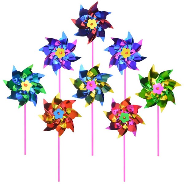 100pcs Plastic Rainbow Pinwheel,Windmill Party Pinwheels DIY Pinwheels Set for Kids Toy Garden Lawn Party Decor (100)