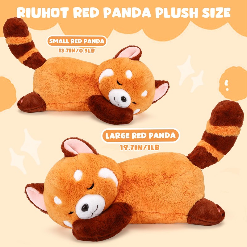 Riuhot Red Panda Stuffed Animal Pillow - Cute Plush Toy