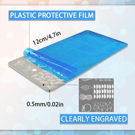 PH PandaHall Nagel-Stamping-Platten-Kit, 6 Stück Sommer Ocean Beach Schablonen Nail Art Schablonen Bildplatten aus rostfreiem Stahl mit Silikon Nail Stamper Scraper Werkzeug für Frauen Maniküre